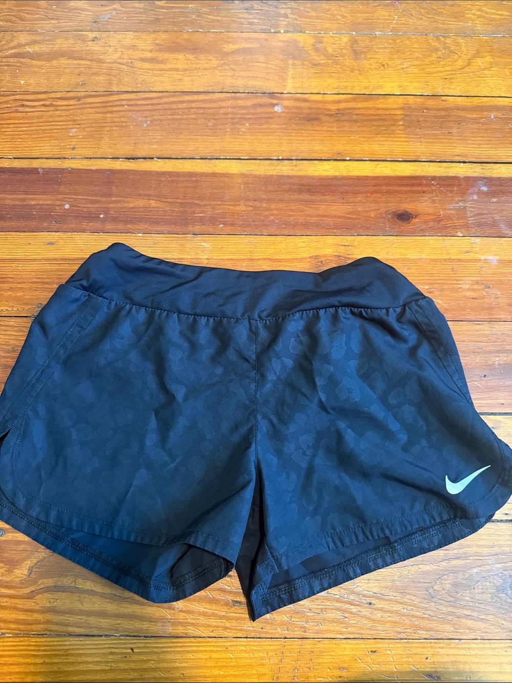 Nike Women's Black Athletic Shorts with grey Swoosh